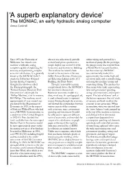 'A Superb Explanatory Device': the MONIAC, an Early Hydraulic Analog Computer