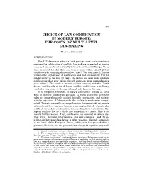 Choice-Of-Law Codification in Modern Europe: the Costs of Multi-Level Law-Making