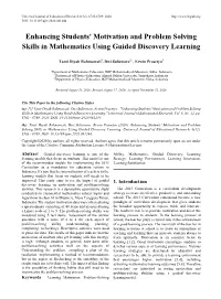 Enhancing Students' Motivation and Problem Solving Skills in Mathematics Using Guided Discovery Learning