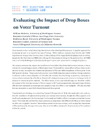 Evaluating the Impact of Drop Boxes on Voter Turnout