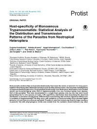 Host-Specificity of Monoxenous Trypanosomatids: Statistical