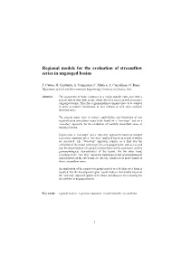 Regional Models for the Evaluation of Streamflow Series in Ungauged Basins