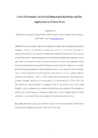 A Set of Formulae on Fractal Dimension Relations and Its Application to Urban Form