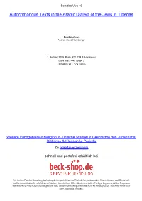 Autochthonous Texts in the Arabic Dialect of the Jews in Tiberias