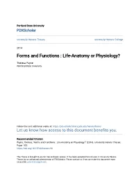 Forms and Functions : Life-Anatomy Or Physiology?