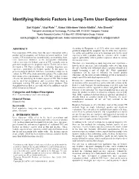 Identifying Hedonic Factors in Long-Term User Experience