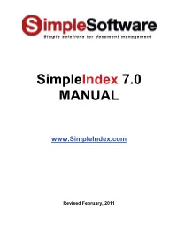 Simpleindex 7.0 MANUAL