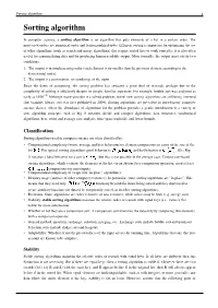 Sorting Algorithm 1 Sorting Algorithm