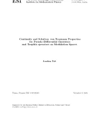 Continuity and Schatten–Von Neumann Properties for Pseudo–Diﬀerential Operators and Toeplitz Operators on Modulation Spaces