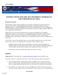 Instructions for the 2021 Diversity Immigrant Visa Program (Dv-2021)