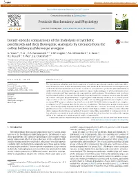 Isomer-Specific Comparisons of the Hydrolysis of Synthetic Pyrethroids and Their Fluorogenic Analogues by Esterases from The