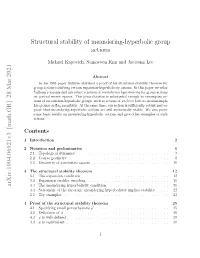 Structural Stability of Meandering-Hyperbolic Group Actions