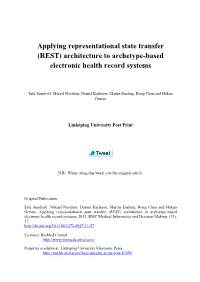 Applying Representational State Transfer (REST) Architecture to Archetype-Based Electronic Health Record Systems