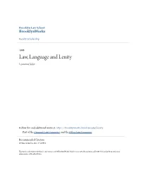 Law, Language and Lenity Lawrence Solan