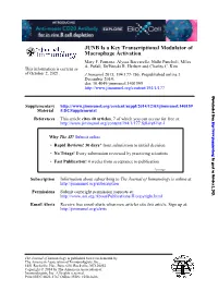 Macrophage Activation JUNB Is a Key Transcriptional Modulator Of