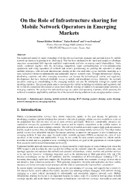 On the Role of Infrastructure Sharing for Mobile Network Operators in Emerging Markets