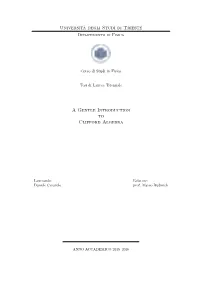 Università Degli Studi Di Trieste a Gentle Introduction to Clifford Algebra