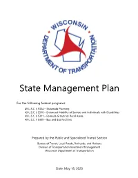 Wisdot State Management Plan for Transit