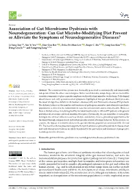 Can Gut Microbe-Modifying Diet Prevent Or Alleviate the Symptoms of Neurodegenerative Diseases?
