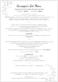 Giuseppe's Set Menu