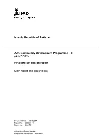Islamic Republic of Pakistan AJK Community Development Programme – II (AJKCDP2) Final Project Design Report