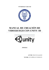 Manual De Creación D Videojuego Con Unity