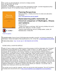 Masterplanning Public Memorials