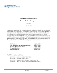 REQUEST for PROPOSAL Reverse Auction Management Services