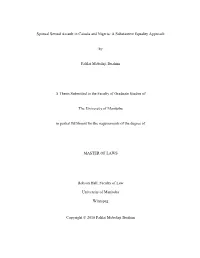 Spousal Sexual Assault in Canada and Nigeria: a Substantive Equality Approach