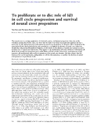 To Proliferate Or to Die: Role of Id3 in Cell Cycle Progression and Survival of Neural Crest Progenitors