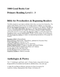 1000 Good Books List Primary Reading Level 1 - 3