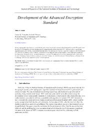 Development of the Advanced Encryption Standard