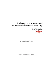 A Manager's Introduction to the Rational Unified Process (RUP)