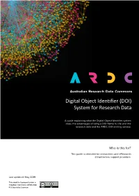 Digital Object Identifier (DOI) System for Research Data