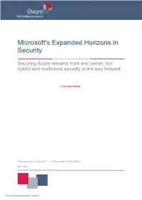 Microsoft's Expanded Horizons in Security
