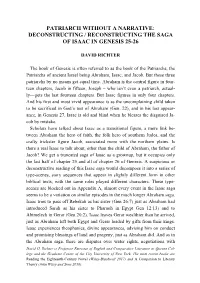 Patriarch Without a Narrative: Deconstructing / Reconstructing the Saga of Isaac in Genesis 25-26