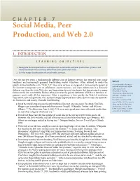 Social Media, Peer Production, and Web 2.0