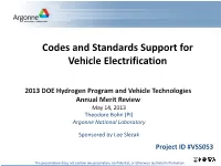 Codes and Standards to Support Vehicle Electrification