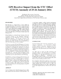 GPS Receiver Impact from the UTC Offset (UTCO) Anomaly of 25-26 January 2016