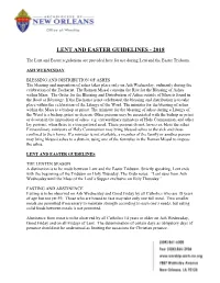 Lent and Easter Guidelines - 2018