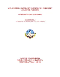 M.Sc. DEGREE COURSE (AUTONOMOUS) in CHEMISTRY (SEMESTER PATTERN)
