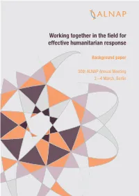Working Together in the Field for Effective Humanitarian Response 1