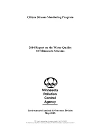 2004 Report on the Water Quality of Minnesota Streams