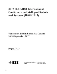 2017 IEEE/RSJ International Conference on Intelligent Robots and Systems (IROS 2017)