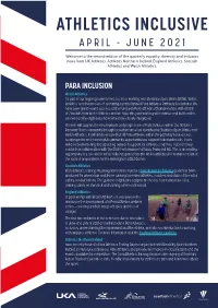 Athletics Inclusive April - June 2021