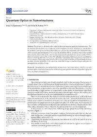 Quantum Optics in Nanostructures