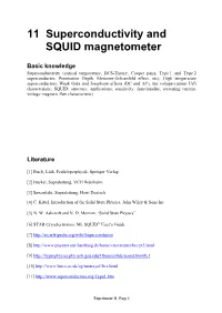 Superconductivity and SQUID Magnetometer