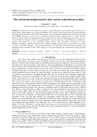 The Astronomical Photometric Data and Its Reduction Procedure