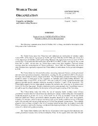 US Counter Notification of China Subsidy Programs Submitted to The