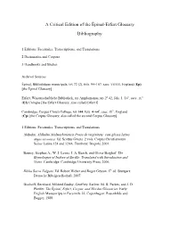 A Critical Edition of the Épinal-Erfurt Glossary Bibliography